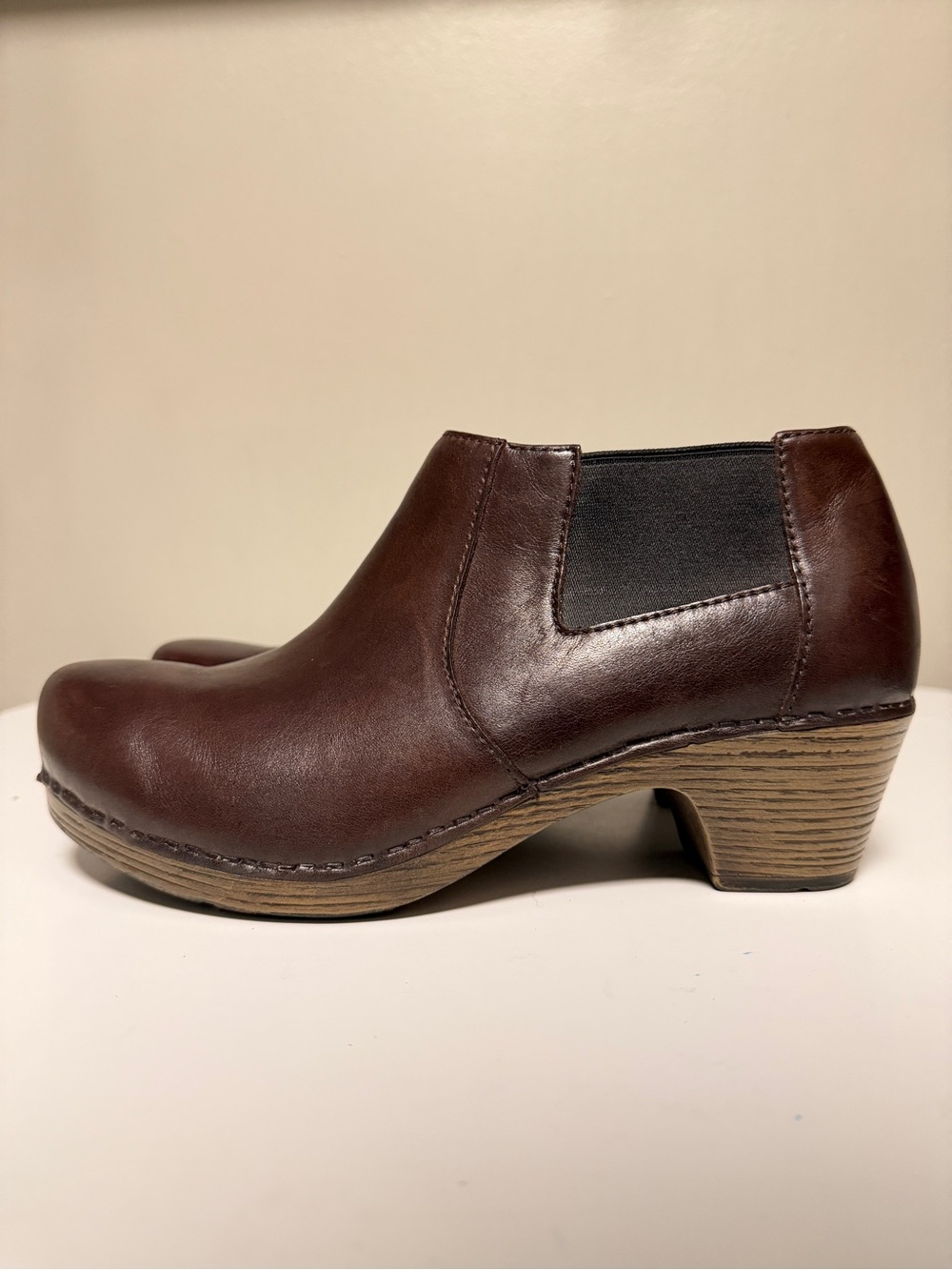 Dansko Marilyn Chelsea Brown Leather Boots Clogs Women's EU 38 US 7.5-8